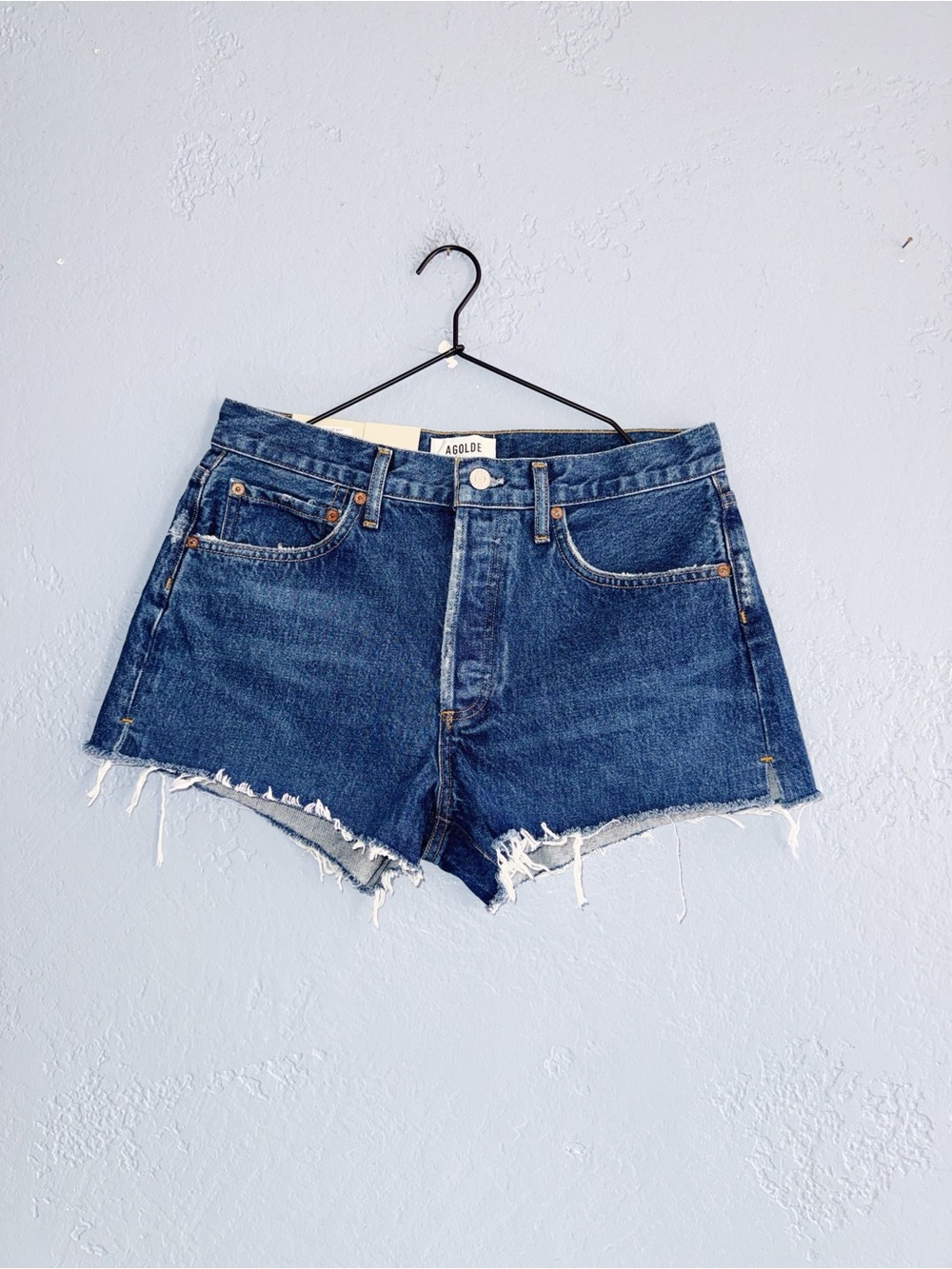 AGOLDE Parker Dark Wash Cut Off Shorts Size 27